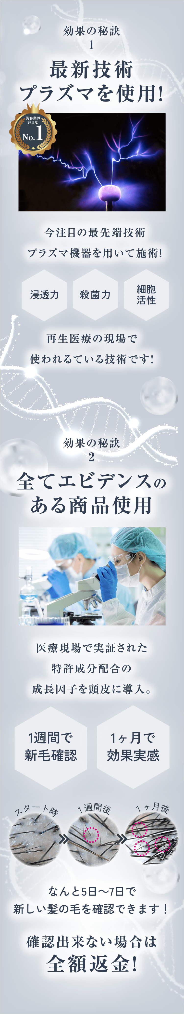 5日～7日で新しい髪の毛を確認できます!